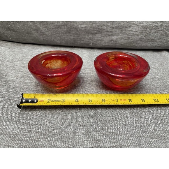 Kosta Boda Other - 2 Kosta Boda Red Glass Tea Candle Holders Round Votive